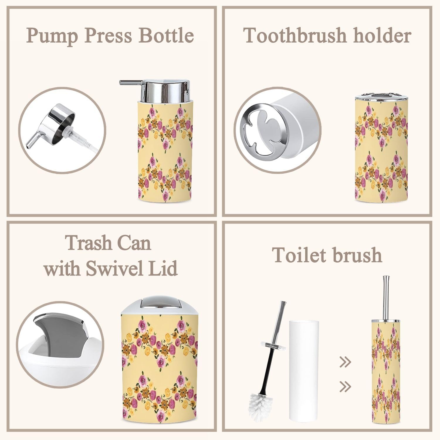 Boho 6 Piece Bathroom Accessories Set