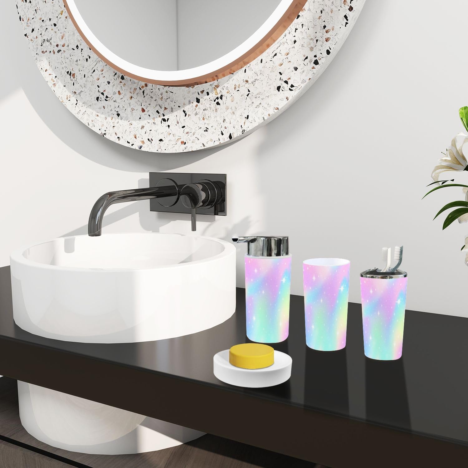 Boho Magic Rainbow Bathroom Accessory Set 6 Piece