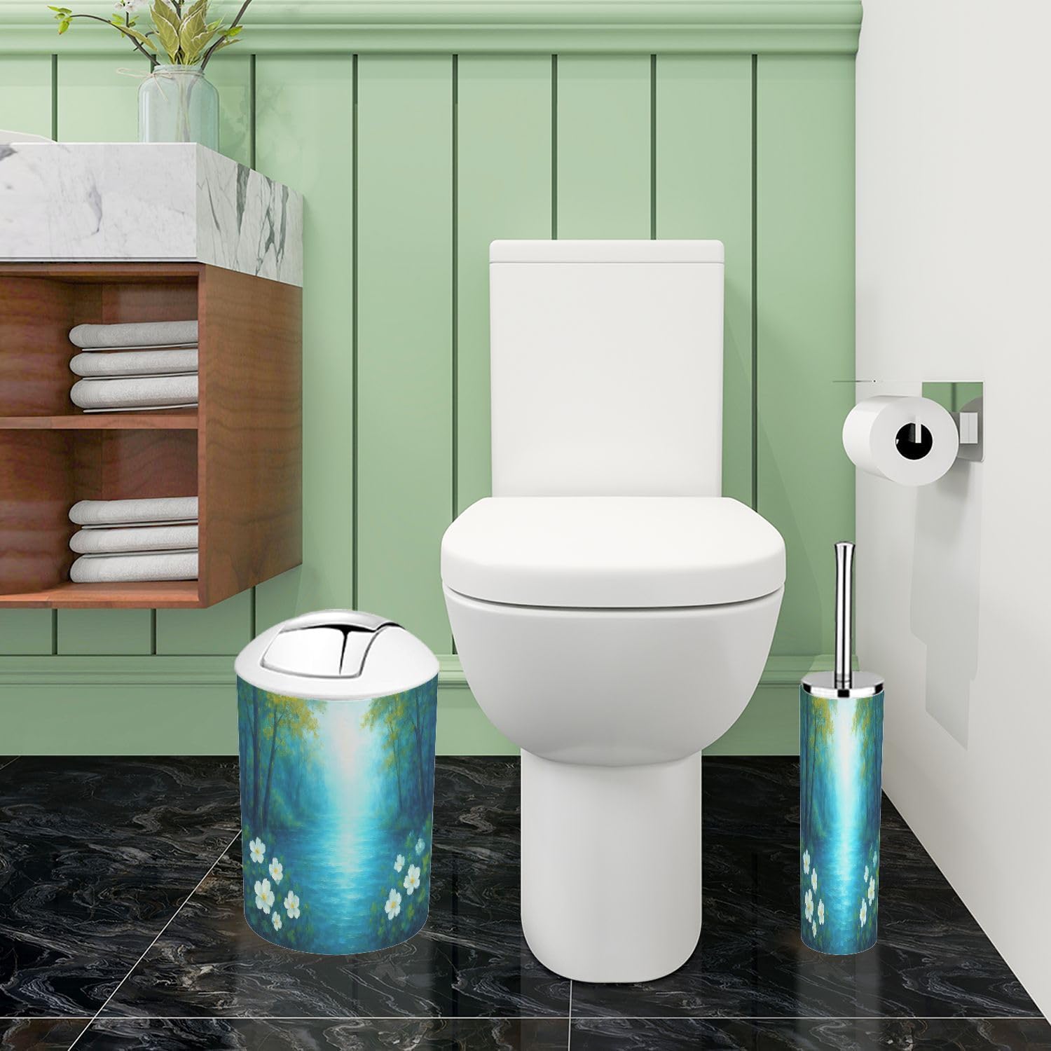 Boho Teal Bathroom Accessory Set 6 Piece