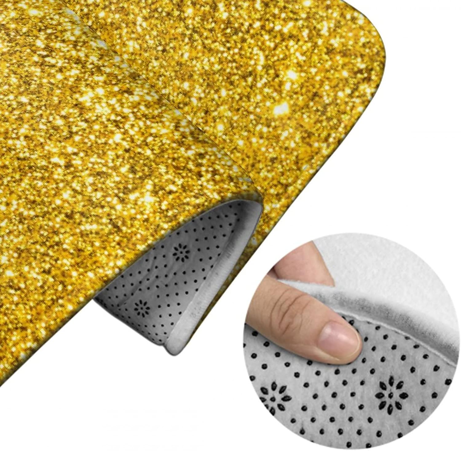 Meaudiwes Bathroom Rug 16x24 Inches Gold Bling Glitter Non-Slip