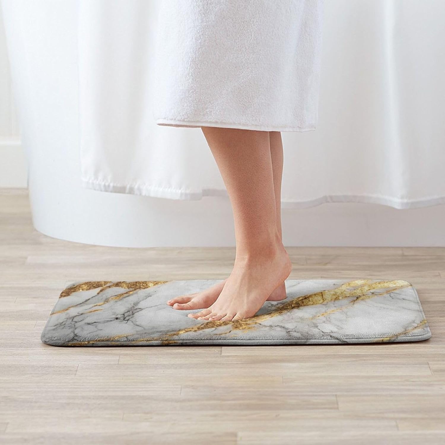Xukor Bathroom Rugs White Gold Marble 315 x 193 in