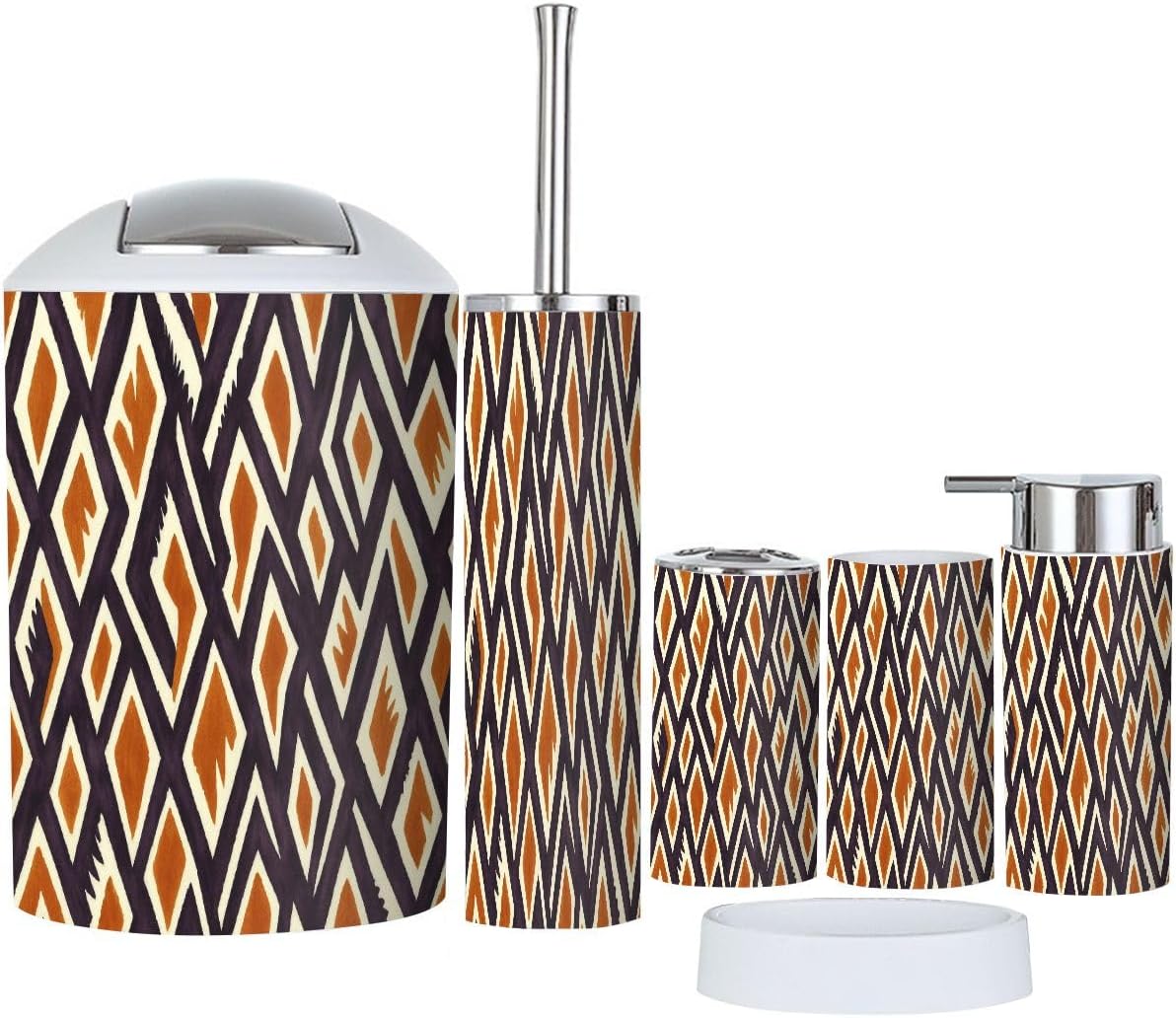 Boho Ikat Bathroom Accessory Set of 6