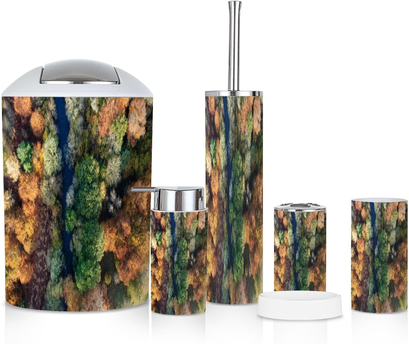 6 Piece Autumn Woodland Bathroom Accessories Set