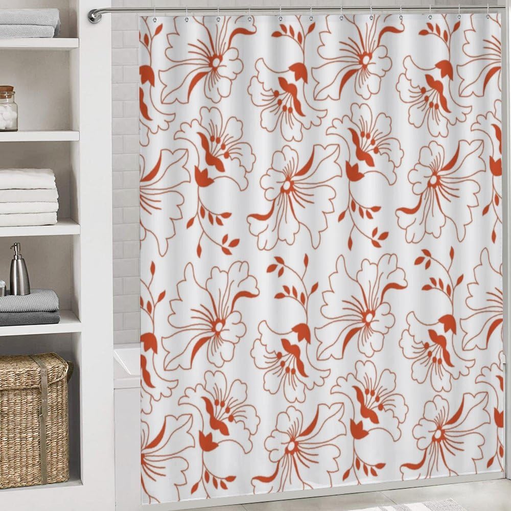 Kuizee 4-Piece Shower Curtain Set with Rugs and Hooks