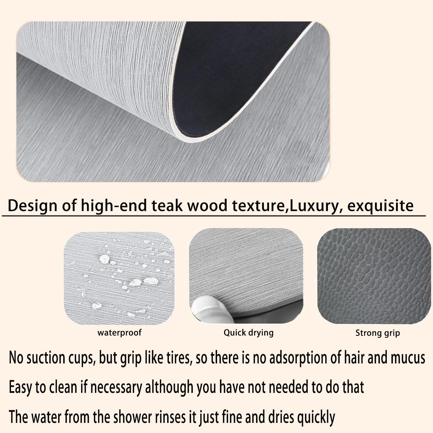 BETOVV Cushioned Shower Mat - Non-Slip Textured Extra Large