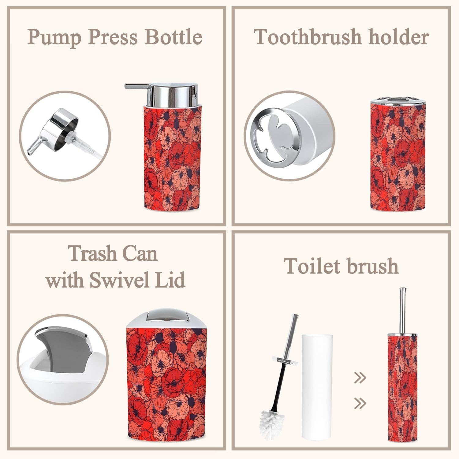 6 Piece Boho Style Bathroom Accessories Set