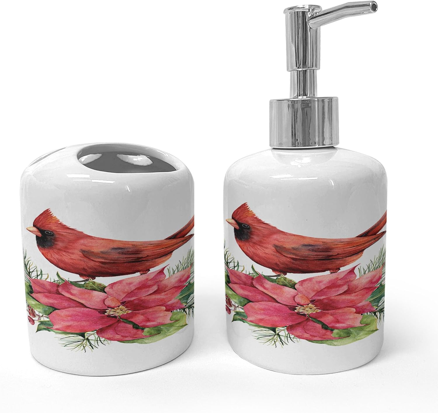Ambesonne Poinsettia Soap Toothbrush Holder Set - 2 Pcs