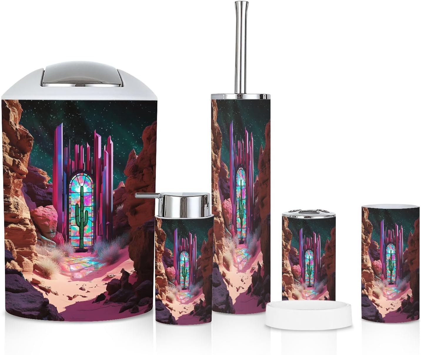 6-Piece Pastel Southwest Desert Boho Bathroom Set