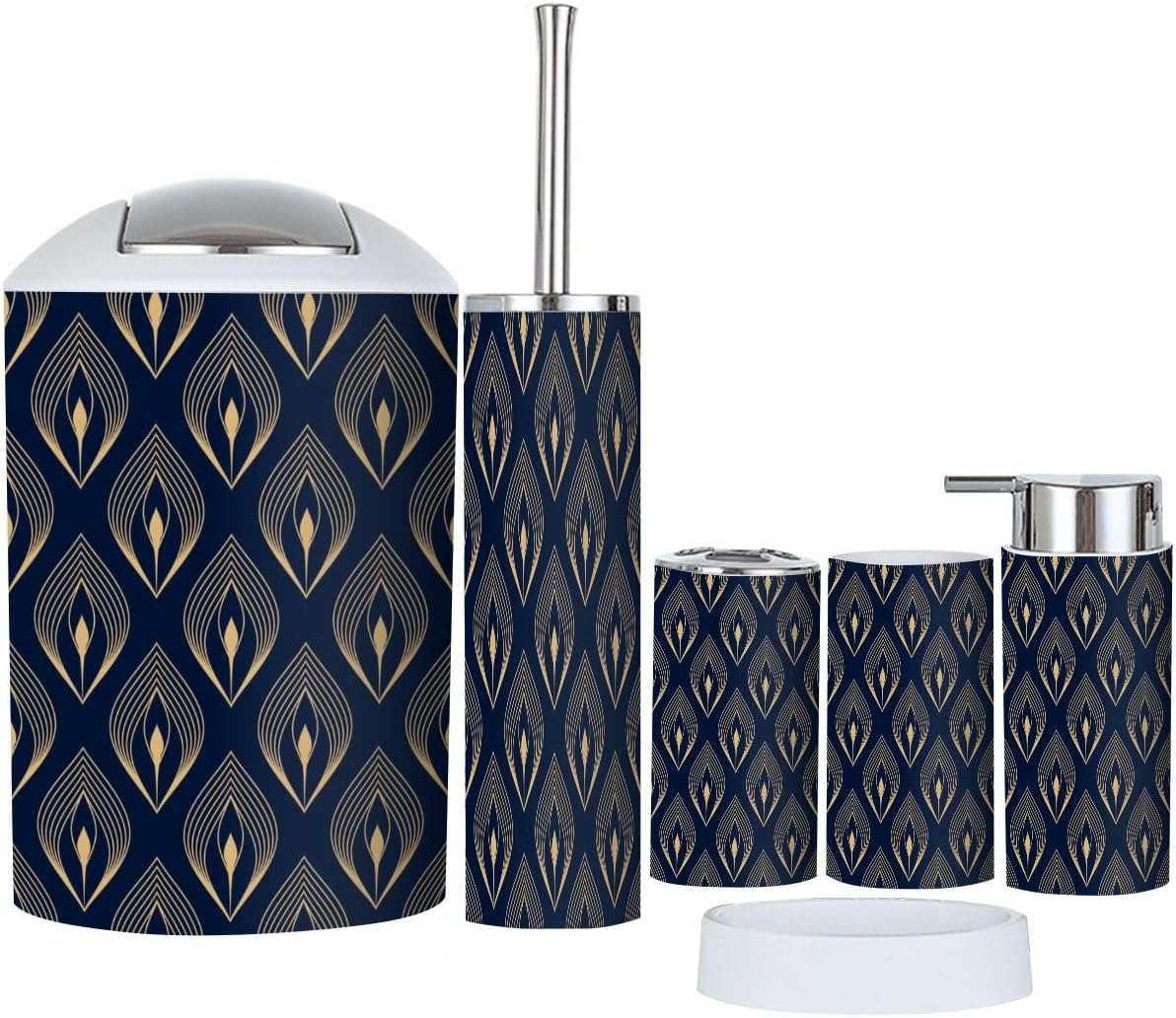 Feather Ombre Floral Bathroom Accessories Set 6 Pcs