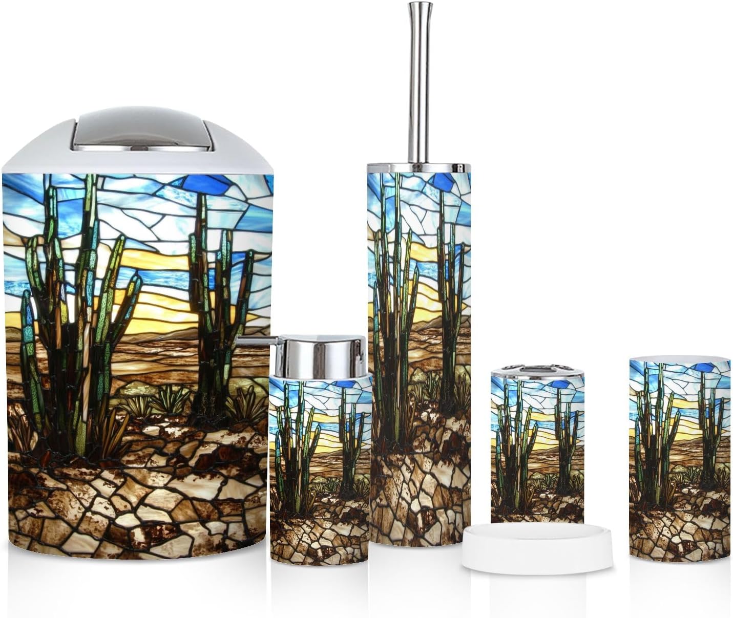 6-Piece High Noon Desert Stained Glass Bathroom Set
