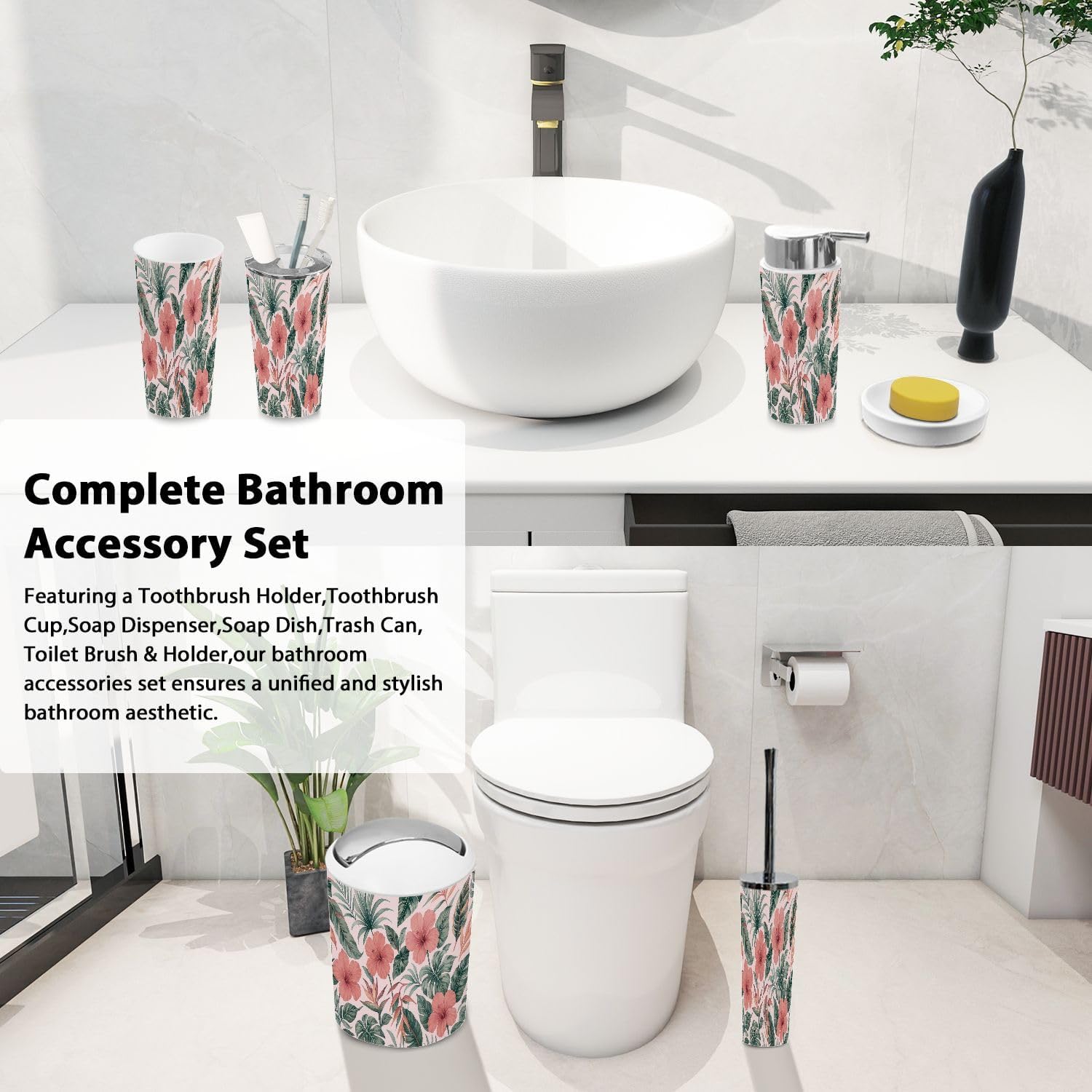 Boho Bathroom Accessories Set 6 Piece