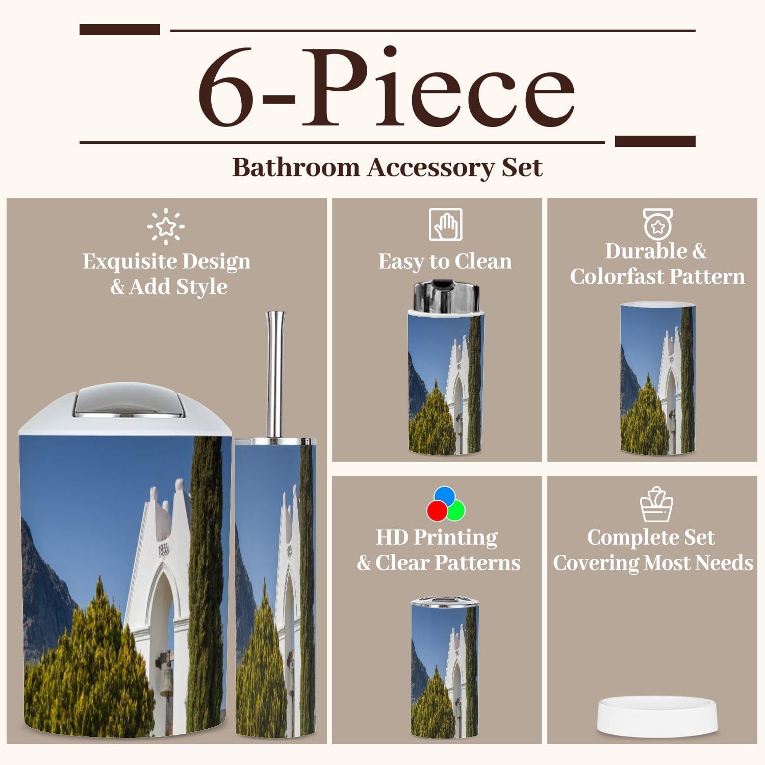 6-Piece Boho Bathroom Accessories Set