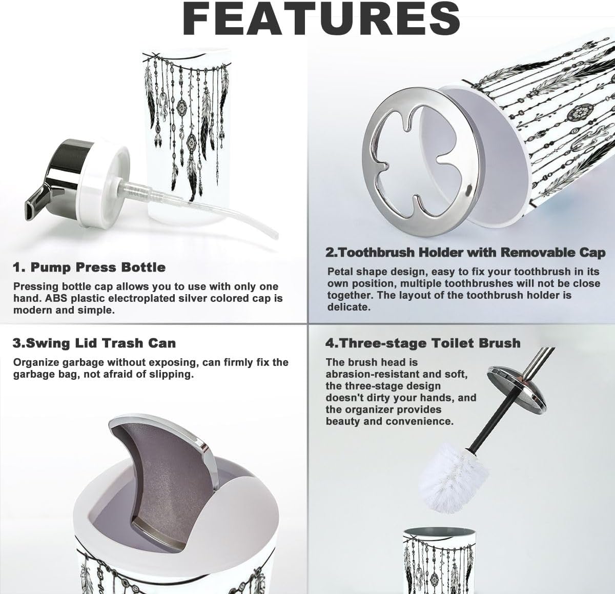 Tribal Theme Bathroom Accessories Set 6 Pcs 1