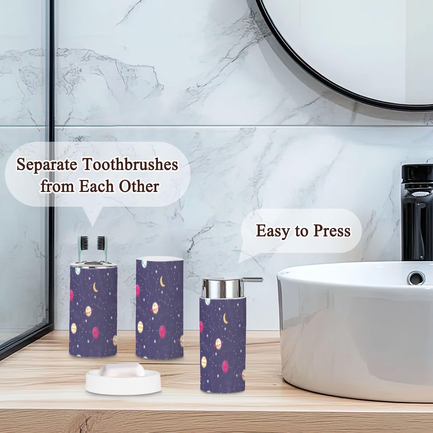 Bathroom Accessories Set 6 Pcs Cosmos Decor