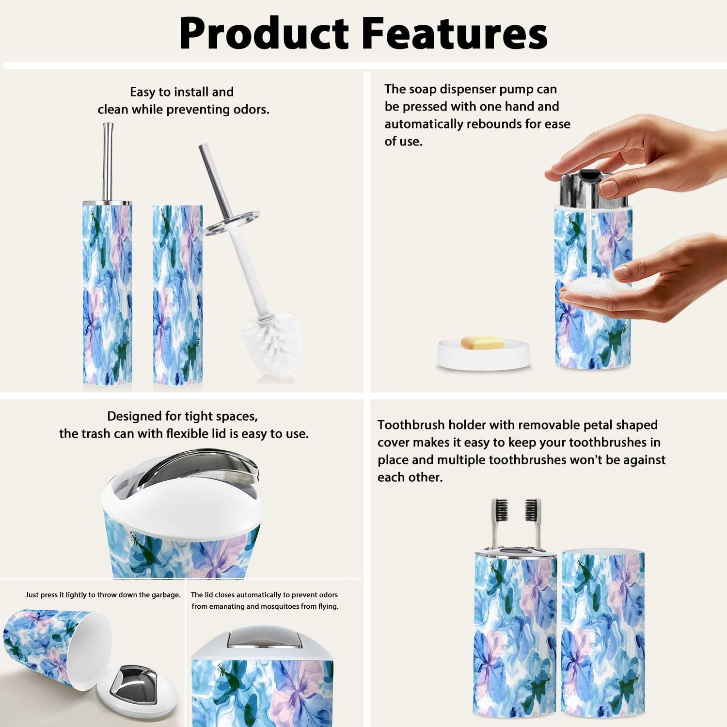 Boho Abstract Bathroom Accessory Set 6 Piece 1