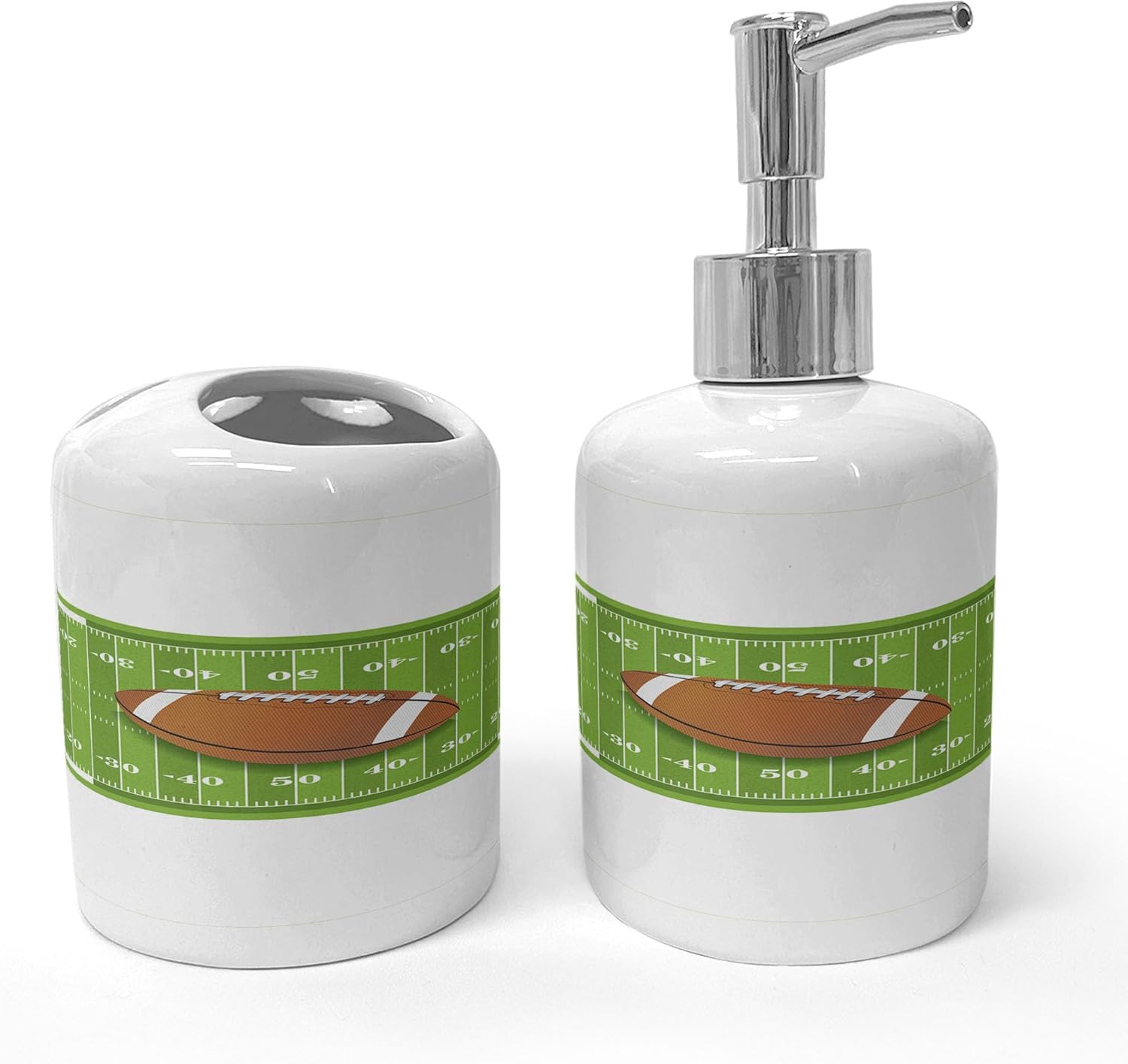 Ambesonne Football Soap Toothbrush Holder Set