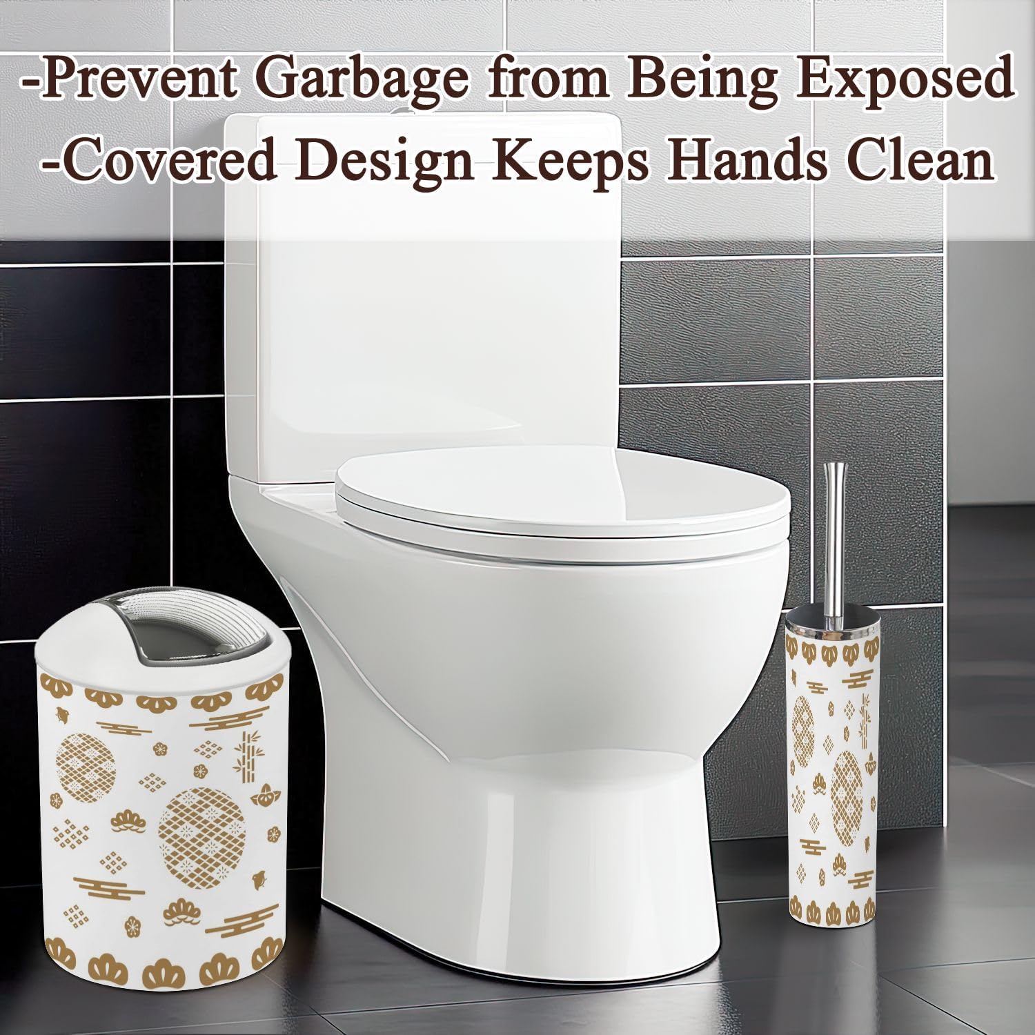 Japanese Gold Geometric Bathroom 6 Pcs Set