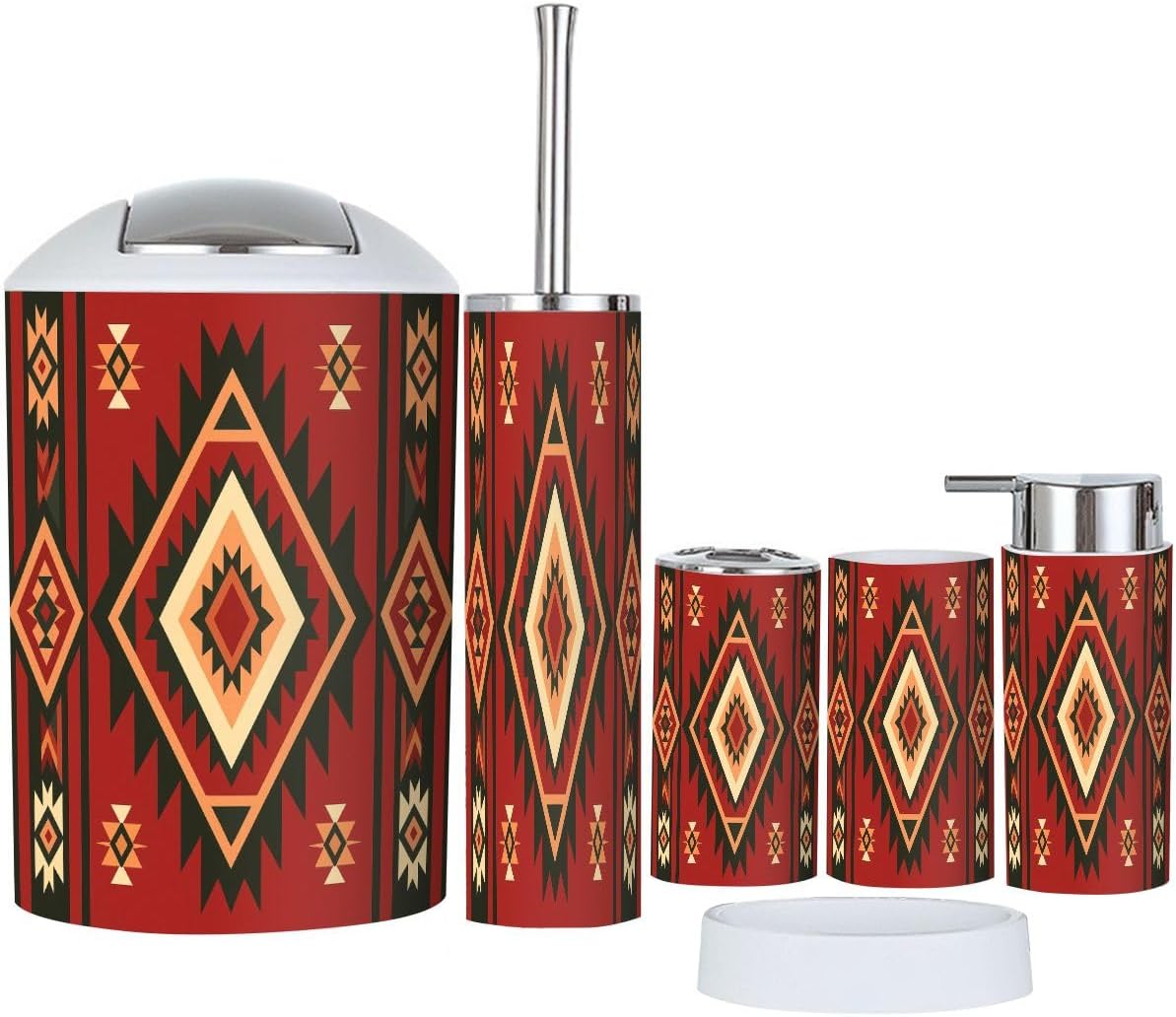 Boho Native Bathroom Accessory Set 6 Piece