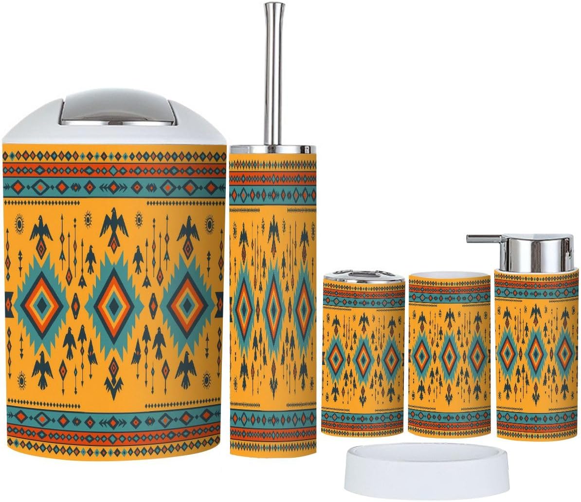 Boho Bathroom Accessory Set with 6 Pieces 1