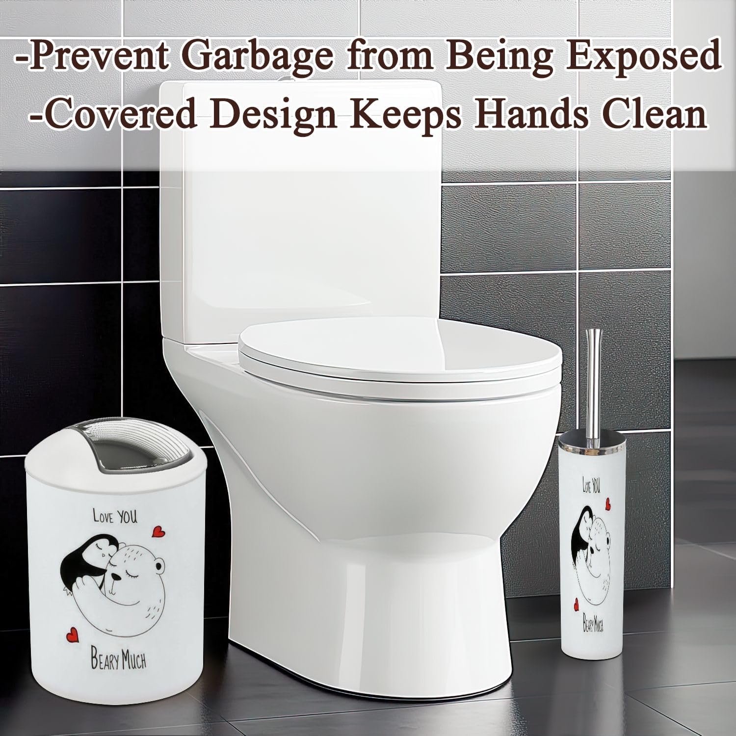 Bathroom Accessories Set 6 Pcs with Penguin and Bear Design