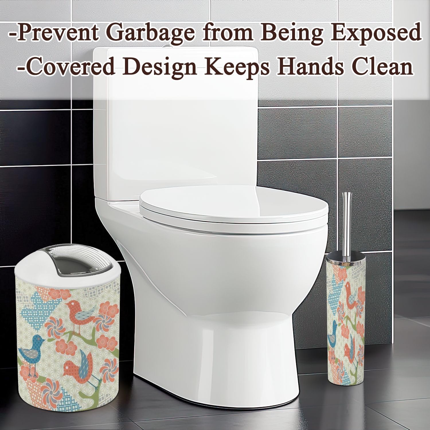 Modern 6-Piece Bathroom Accessories Set with Abstract Design