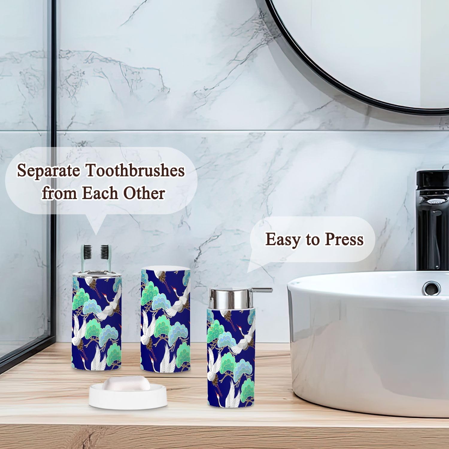 Bathroom Accessories Set 6 Pcs Durable Modern Decor