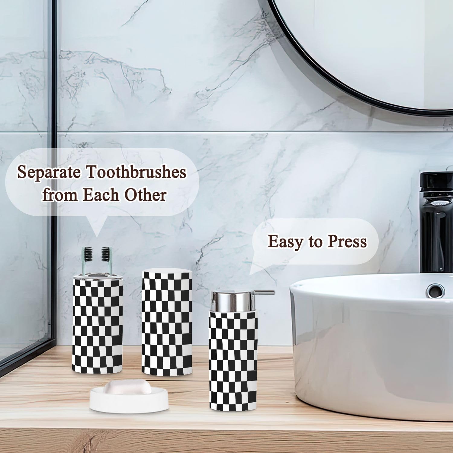6 Piece Bathroom Accessories Set Modern Boho Design