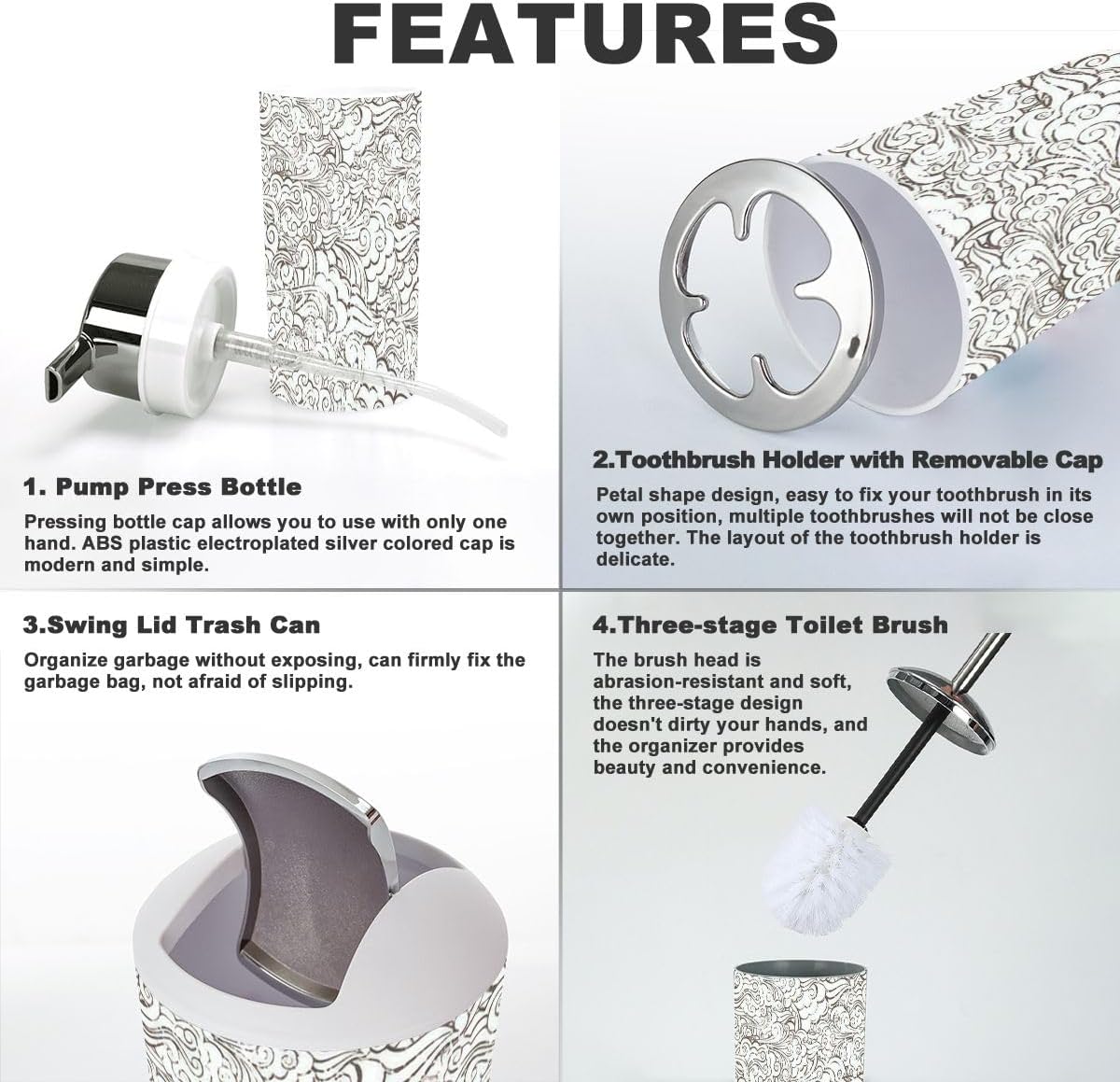 6 Piece Asian Style Bathroom Accessories Set