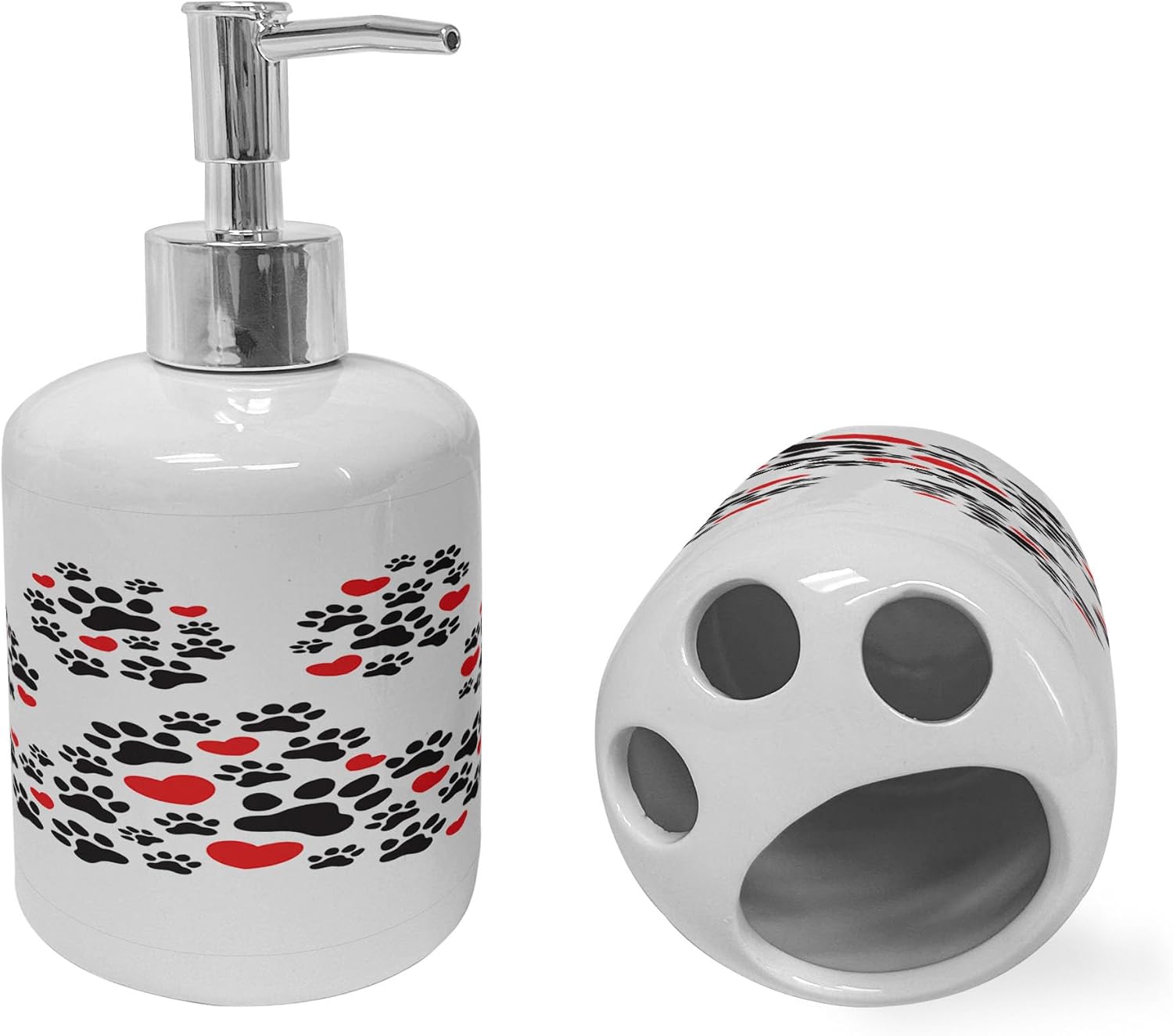 Ambesonne Ceramic Soap Toothbrush Holder Set 2 Pcs 1