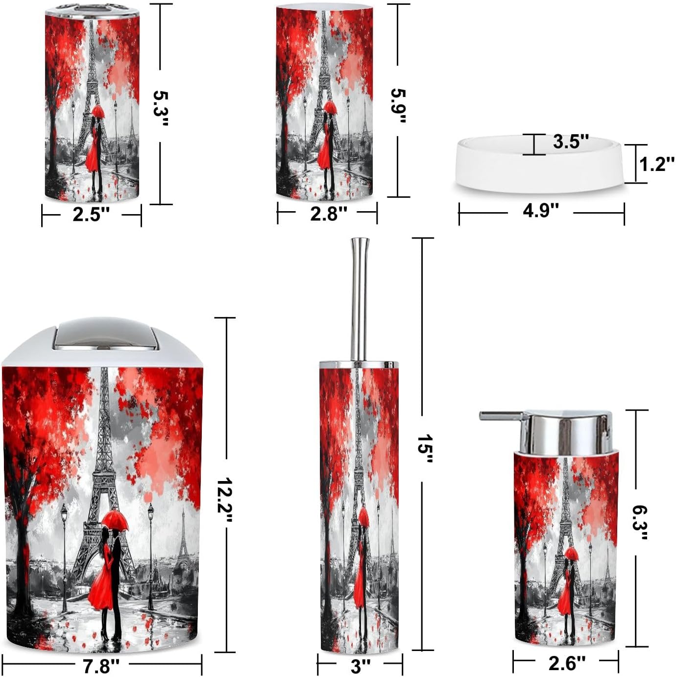 6 Piece Modern Bathroom Accessories Set 1