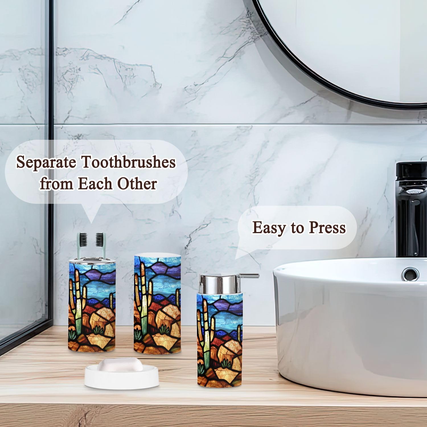 6 Piece Desert Stained Glass Bathroom Set