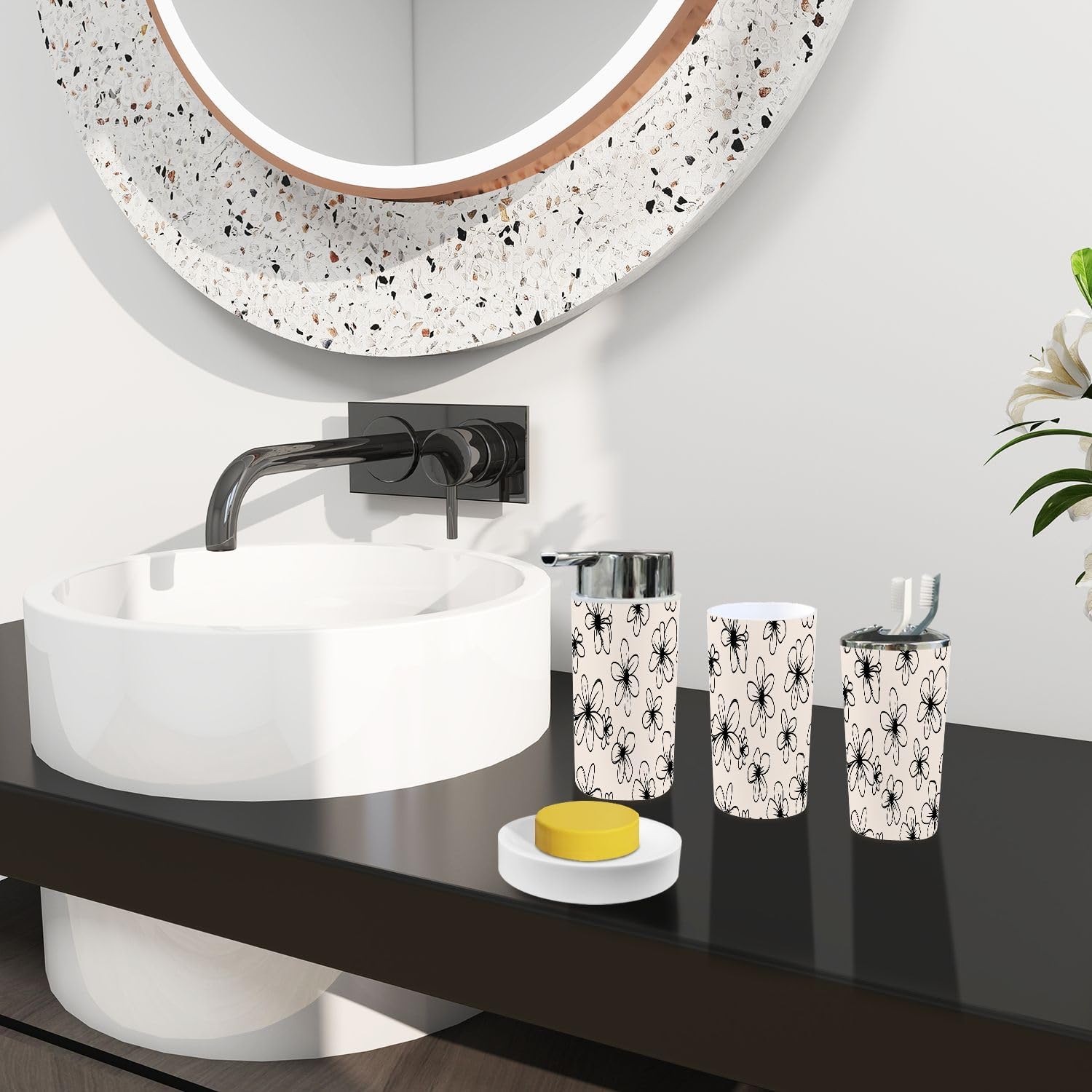 TRANQDEHOM 6 Piece Boho Style Bathroom Accessories Set