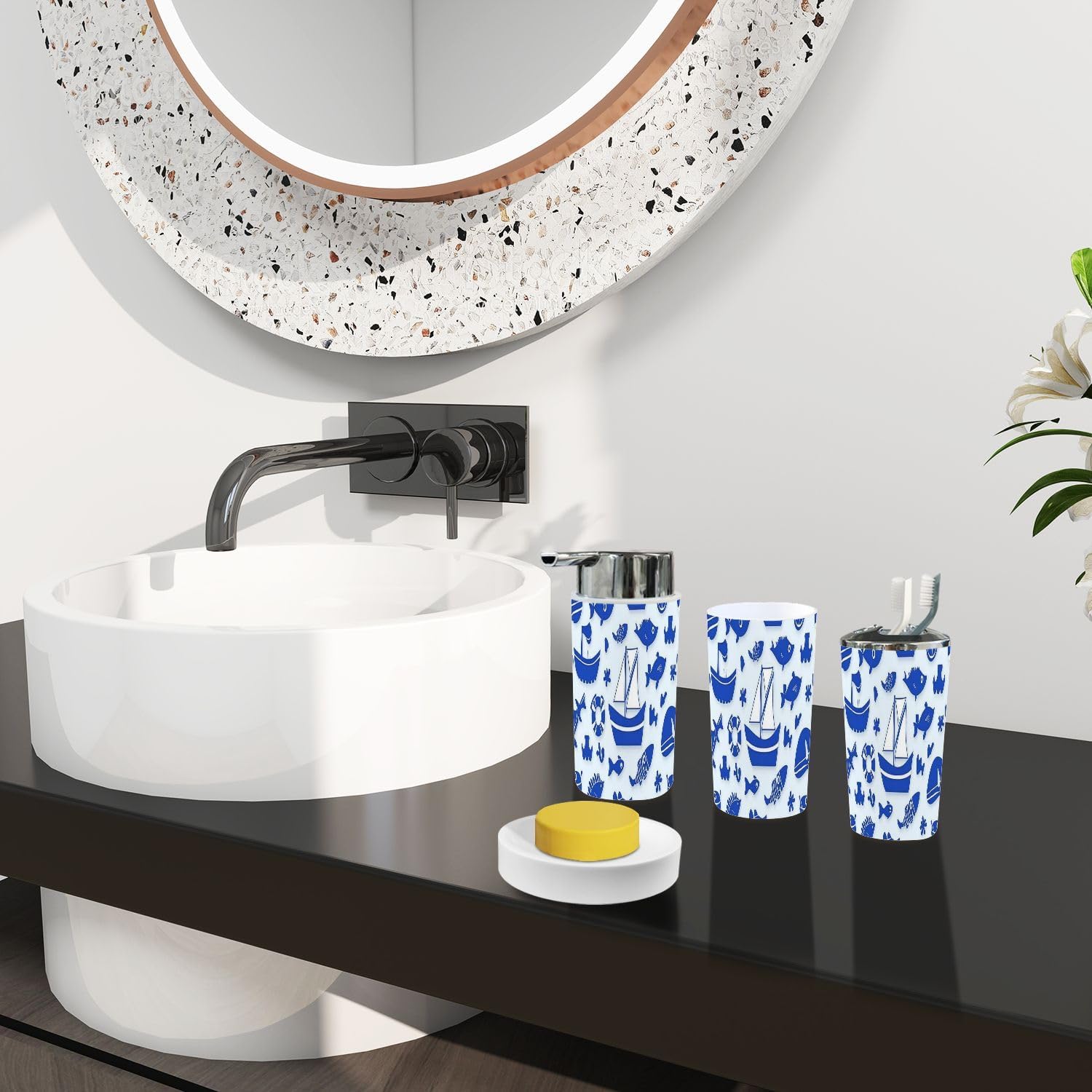 Boho Nautical Bathroom Accessories Set 6 Piece