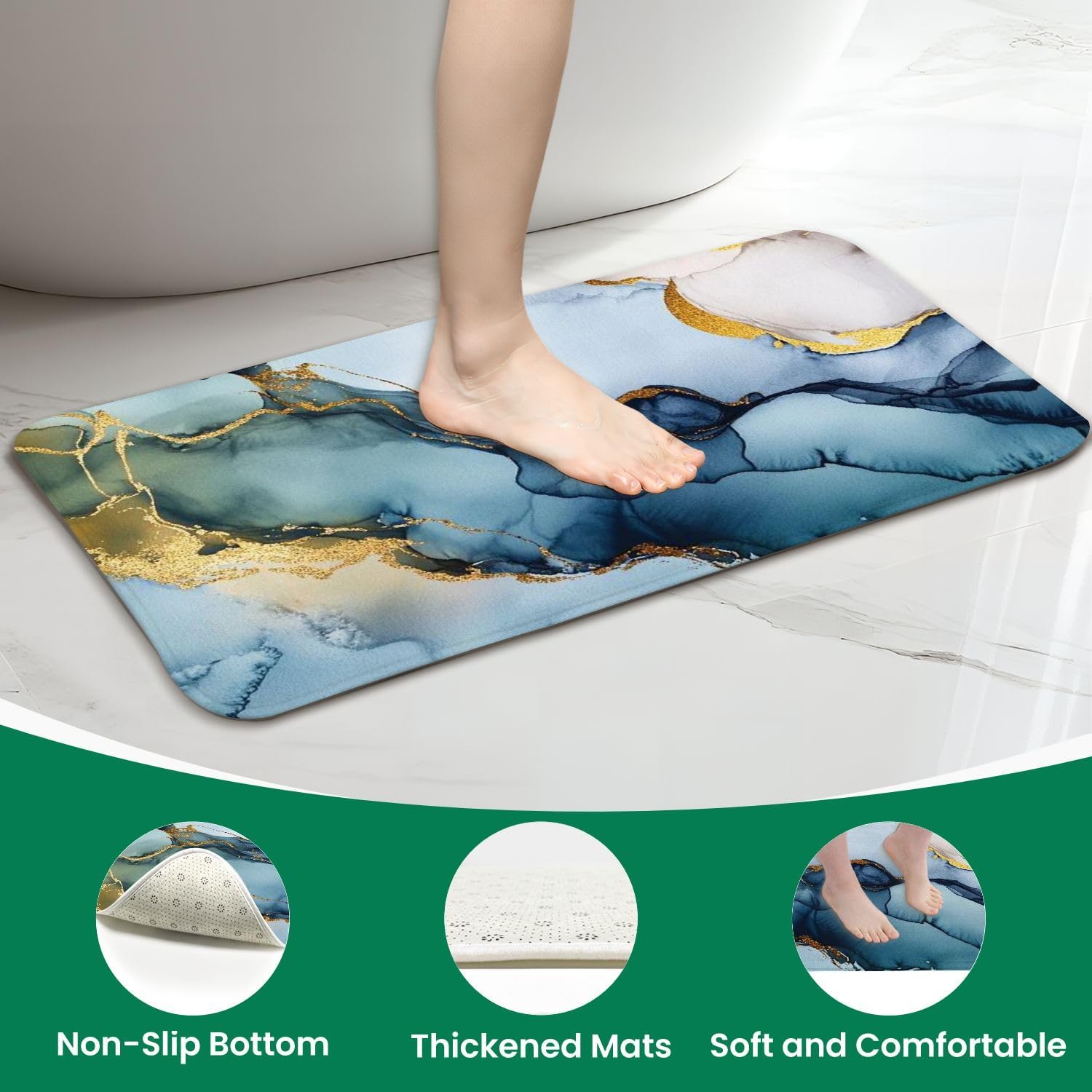 4 Piece Shower Curtain Set with Rugs Mats and Non-Slip Design