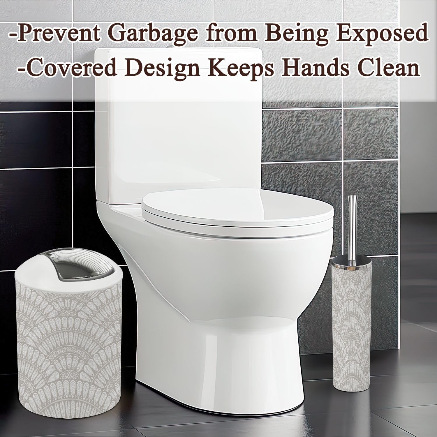 6 Pcs Modern Bathroom Accessories Set with Geometrical Design