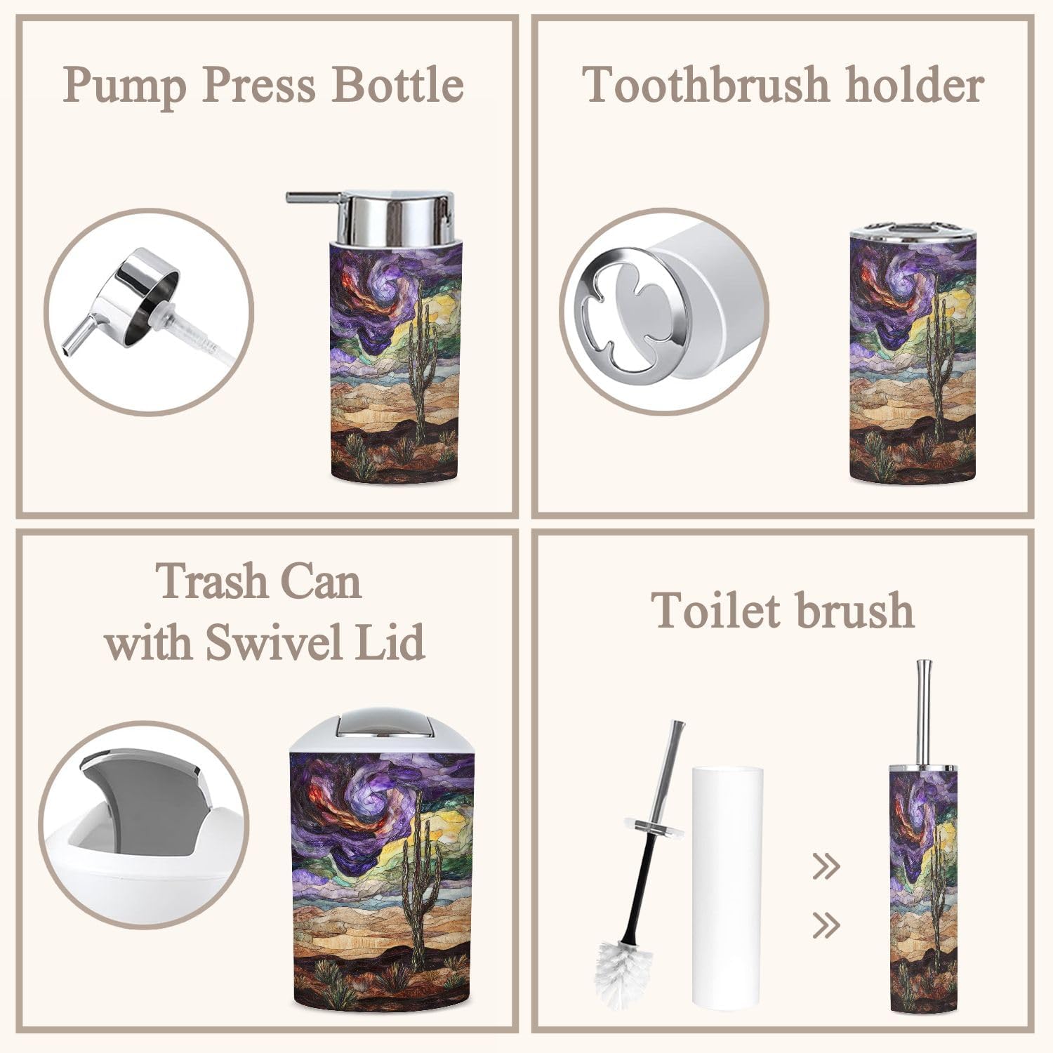 6 Piece Stormy Sky Cactus Bathroom Set