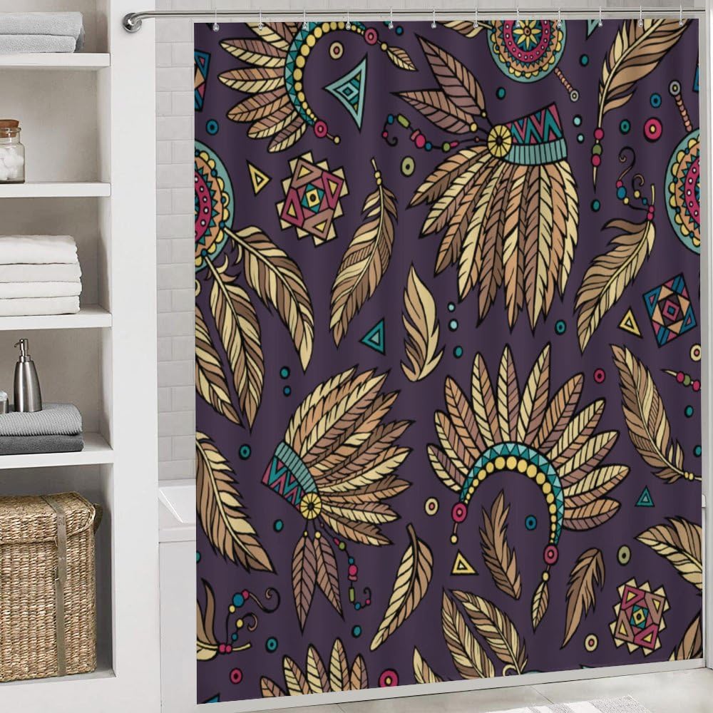 Kuizee 4-Piece Shower Curtain Set with Non-Slip Rugs