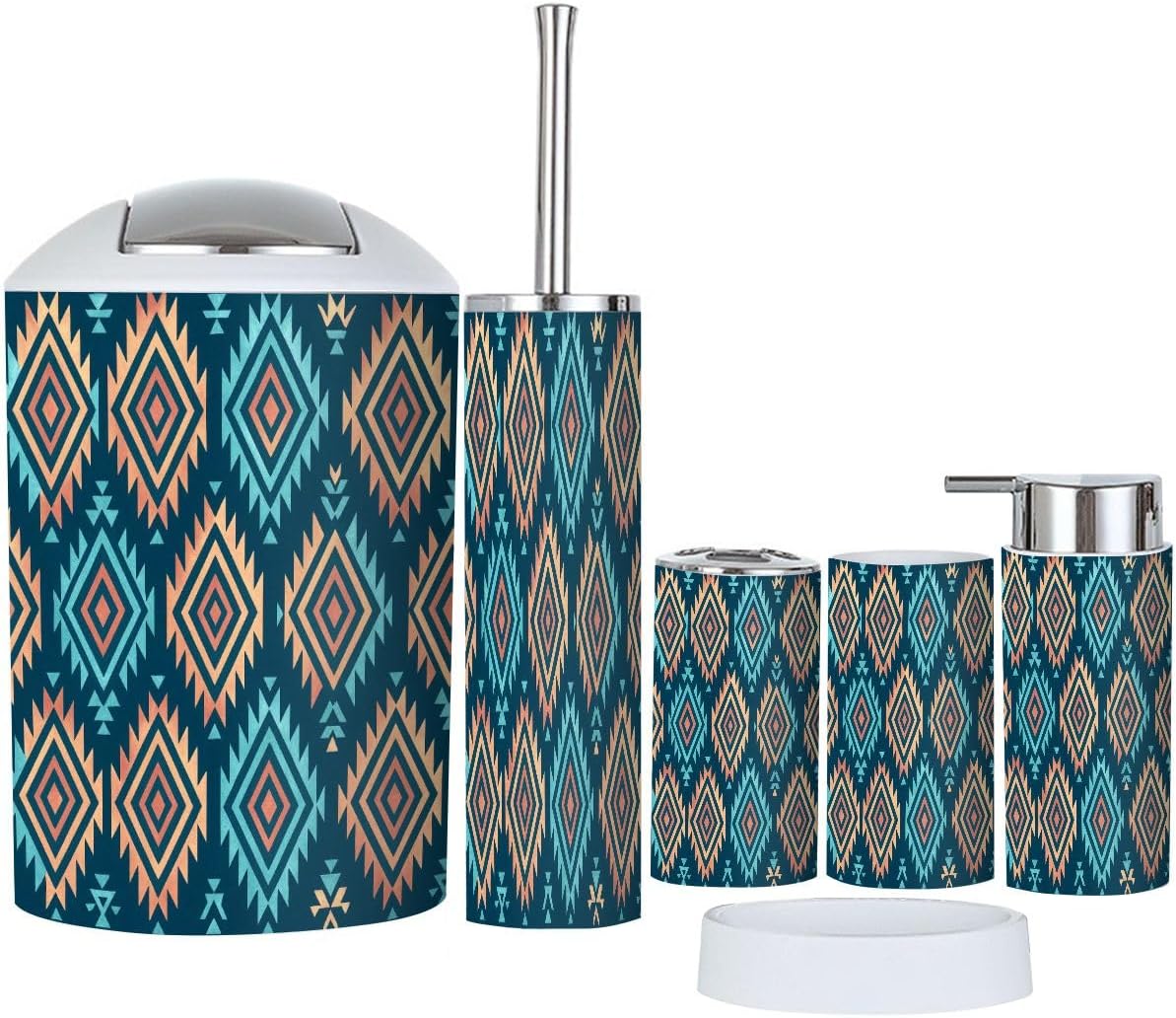 Boho Bathroom Accessory Set 6 Piece Modern Design