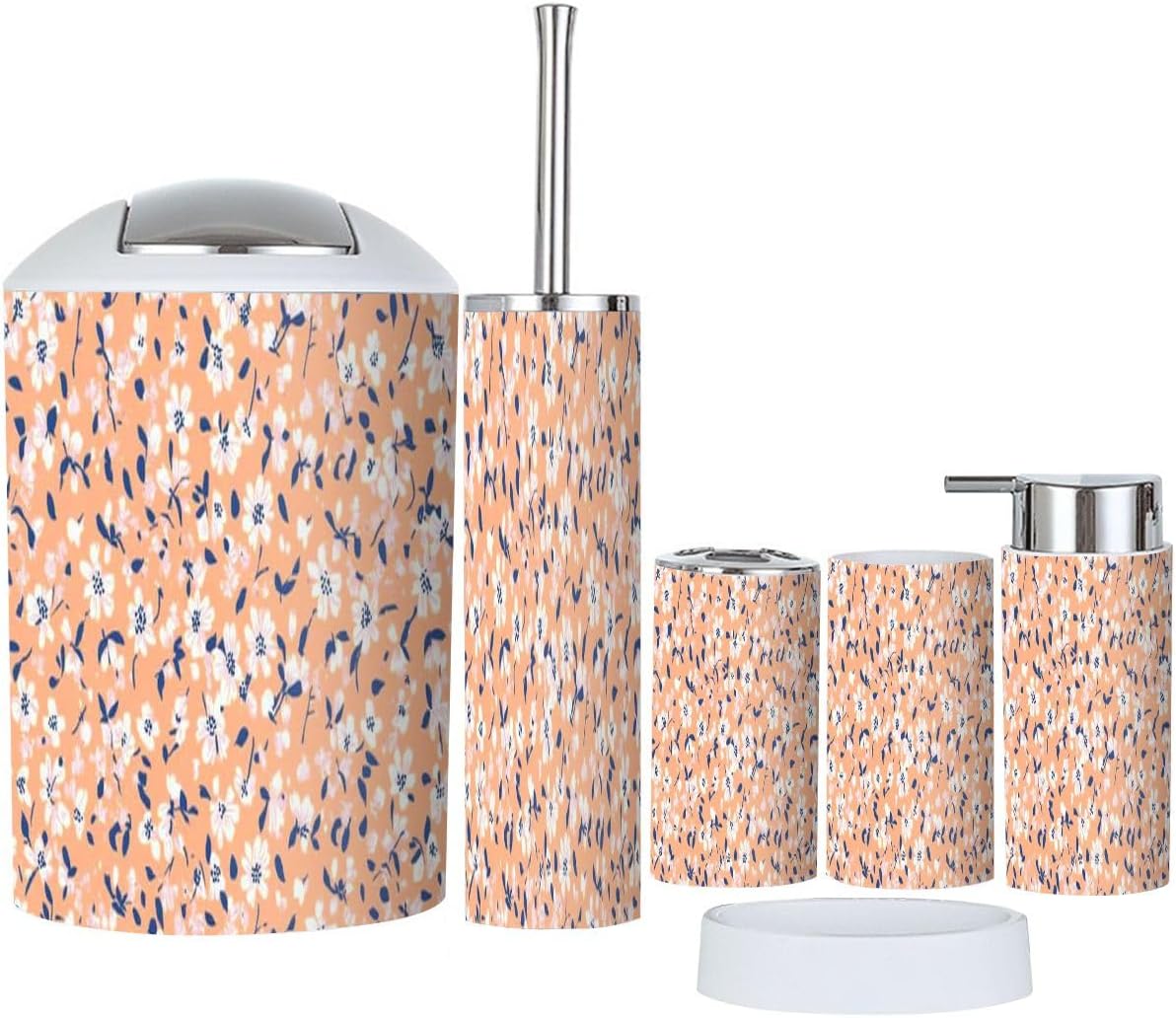 Boho Floral Bathroom Accessories Set 6 Piece