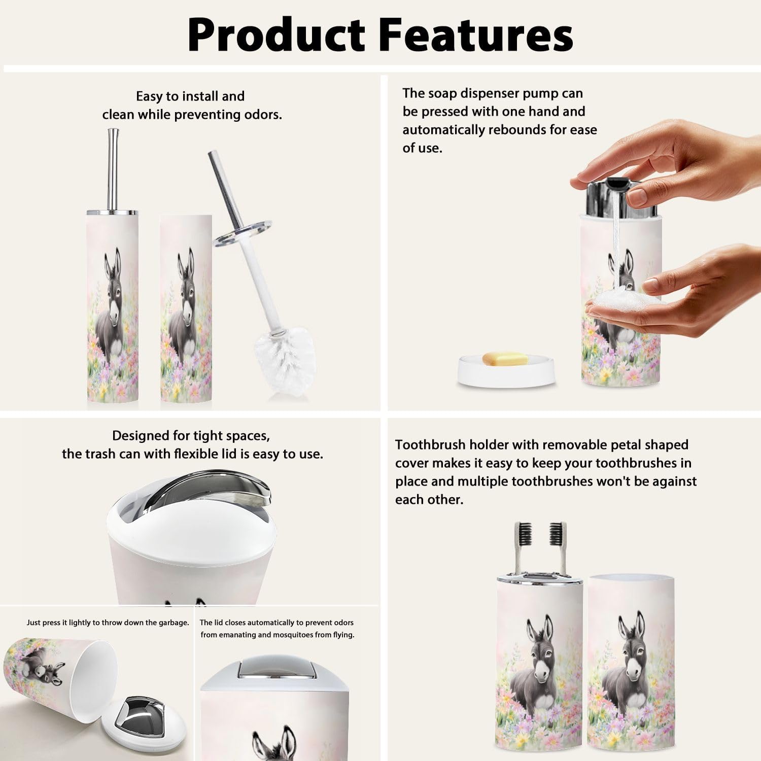 Boho Bathroom Accessory Set 6 Piece 1