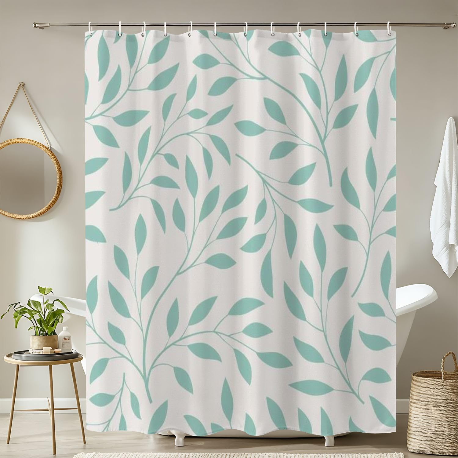 4 Pieces Shower Curtain Set with Rugs and Mats