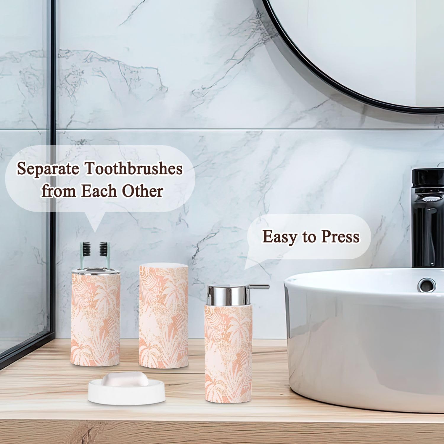 6-Piece Tropical Leaves Bathroom Accessories Set