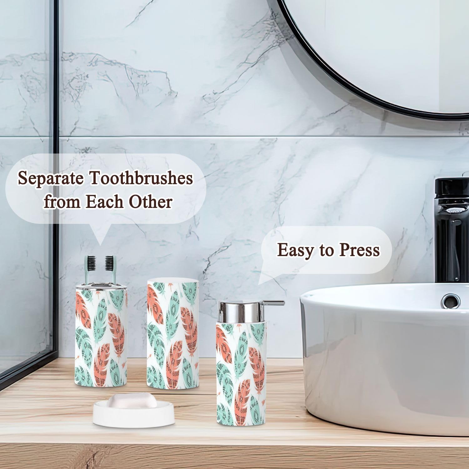 Bathroom Accessories Set 6 Pcs Modern Durable Storage
