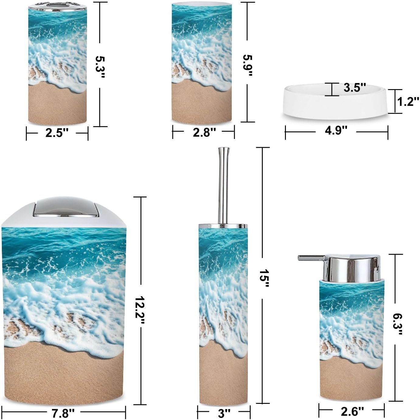 6-Piece Bathroom Accessories Set with Soft Wave Design