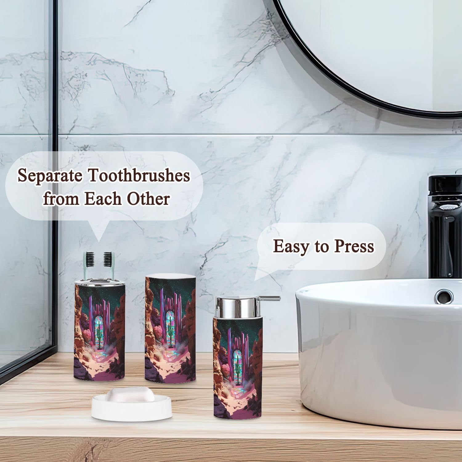 6-Piece Pastel Southwest Desert Boho Bathroom Set