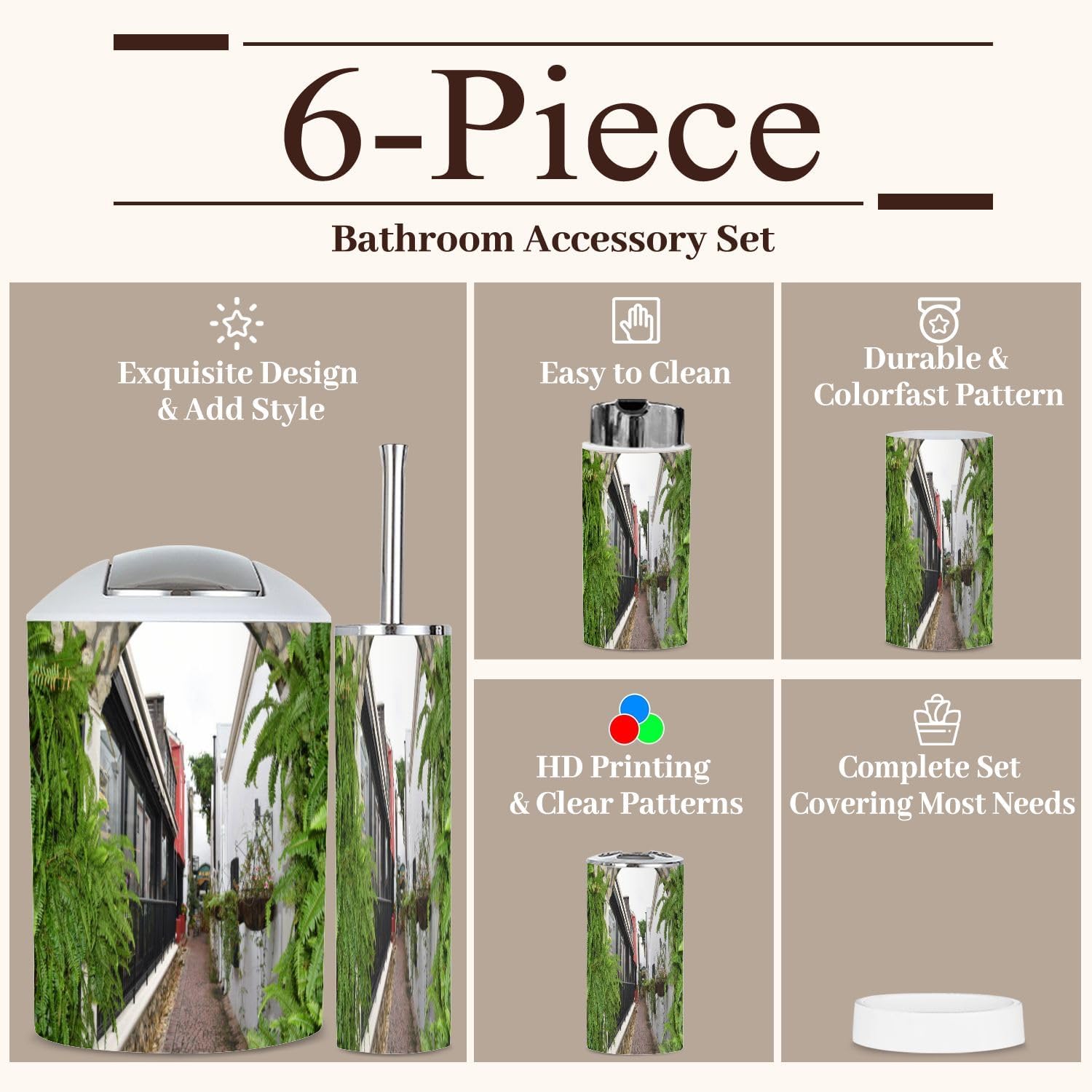 GISGBJW 6 Piece Bathroom Accessories Set
