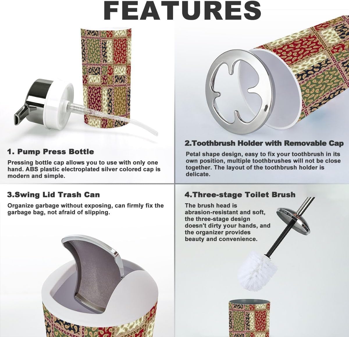 Bathroom Accessories Set 6 Pcs Durable Modern Decor 1