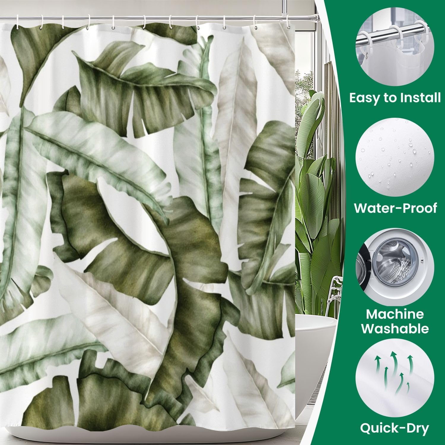 JCOOKLOFTS 4 Piece Luxury Banana Leaf Shower Set