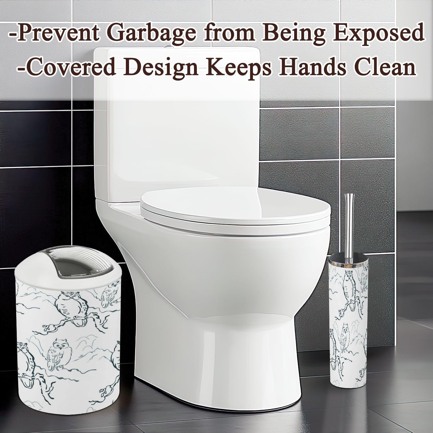 Bathroom Accessories Set 6 Pcs Owl Design