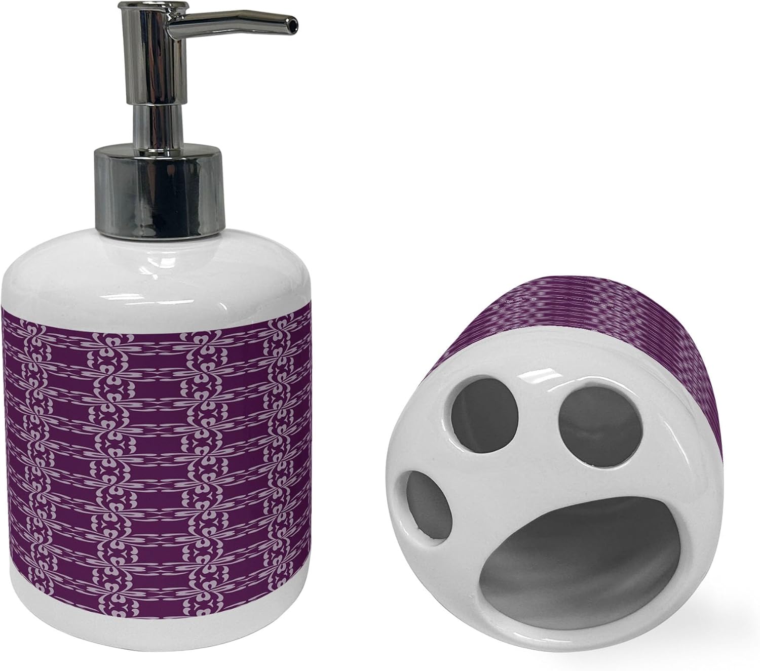 Ambesonne Ceramic Soap Toothbrush Holder Set 2 Pcs